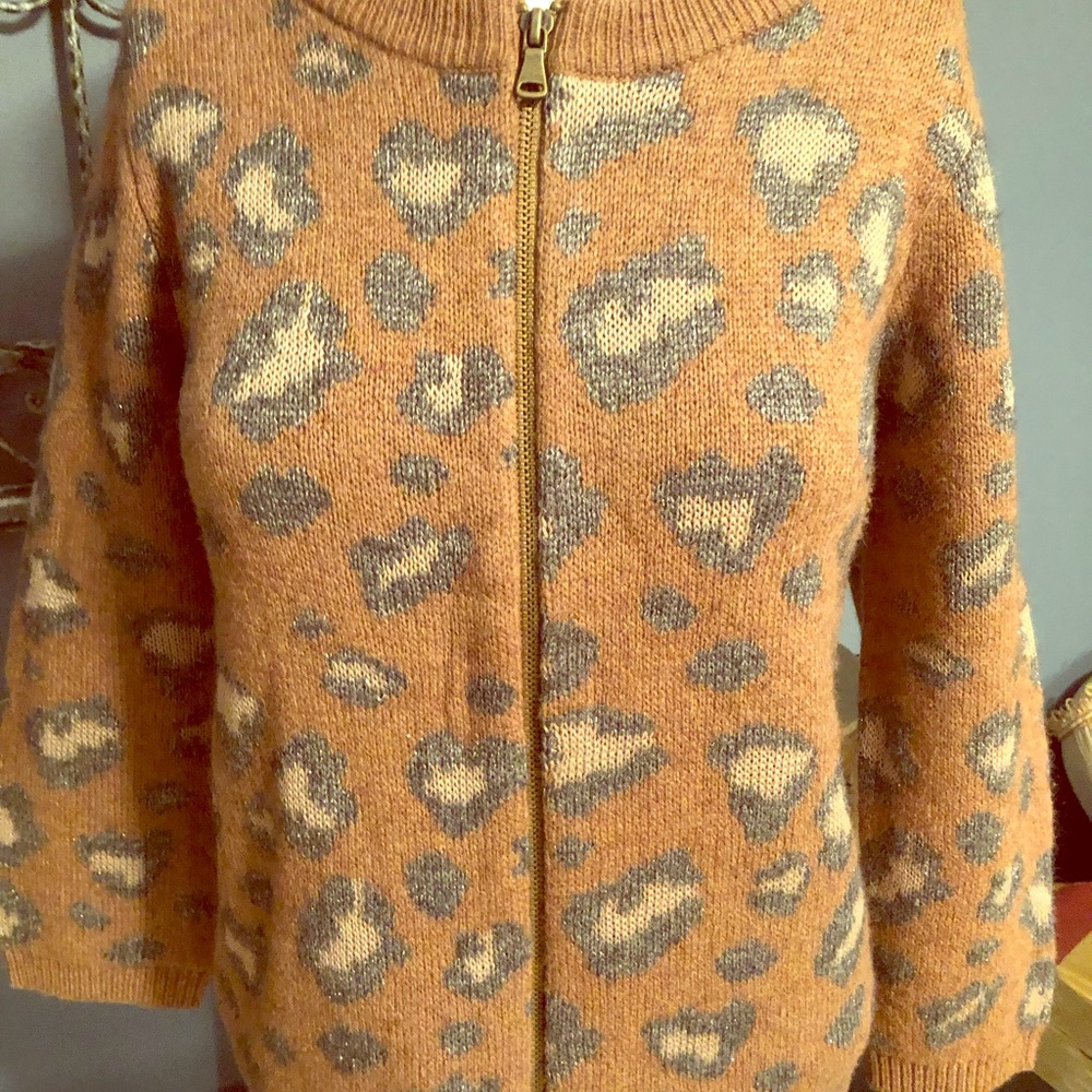 Loft tan and gray wool blend sweater